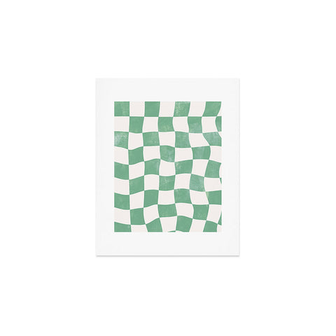 Avenie Warped Checkerboard Teal Art Print