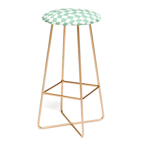 Avenie Warped Checkerboard Teal Bar Stool