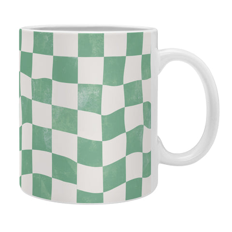 Avenie Warped Checkerboard Teal Coffee Mug
