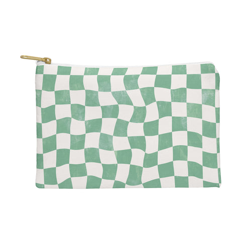 Avenie Warped Checkerboard Teal Pouch
