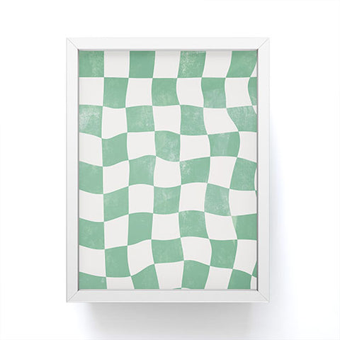 Avenie Warped Checkerboard Teal Framed Mini Art Print