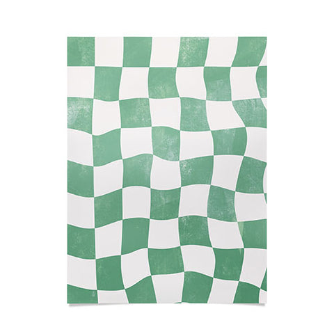 Avenie Warped Checkerboard Teal Poster