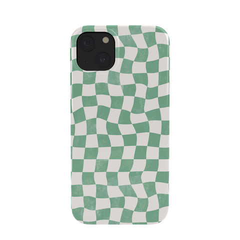 Avenie Warped Checkerboard Teal Phone Case