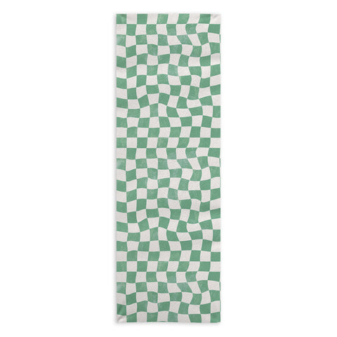 Avenie Warped Checkerboard Teal Yoga Towel
