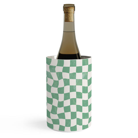 Avenie Warped Checkerboard Teal Wine Chiller