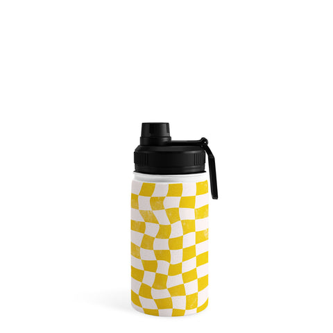 Avenie Warped Checkerboard Yellow Water Bottle