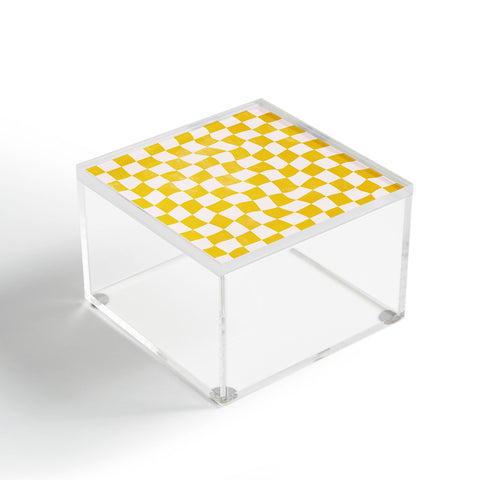 Avenie Warped Checkerboard Yellow Acrylic Box