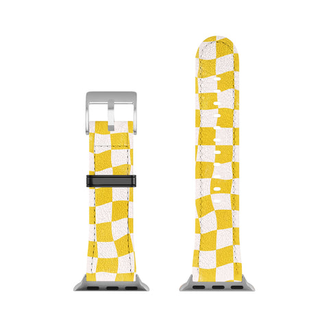Avenie Warped Checkerboard Yellow Apple Watch Band