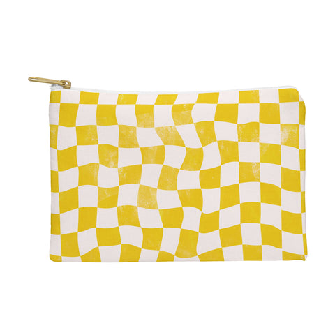 Avenie Warped Checkerboard Yellow Pouch
