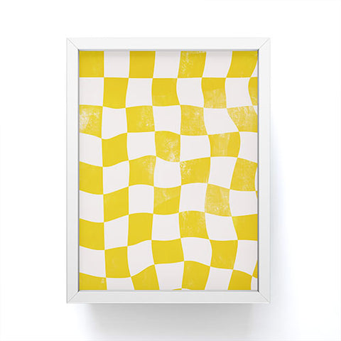 Avenie Warped Checkerboard Yellow Framed Mini Art Print