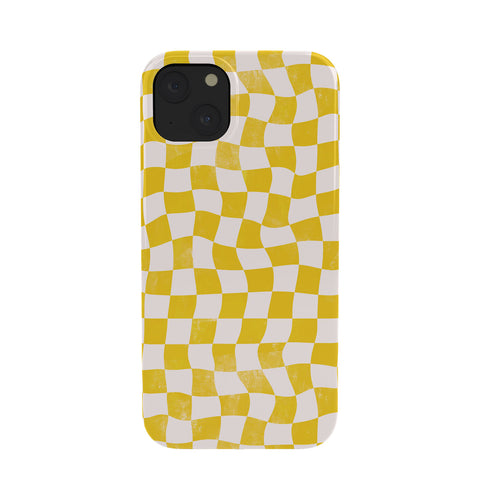 Avenie Warped Checkerboard Yellow Phone Case