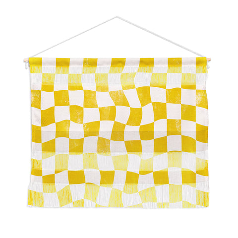 Avenie Warped Checkerboard Yellow Wall Hanging Landscape