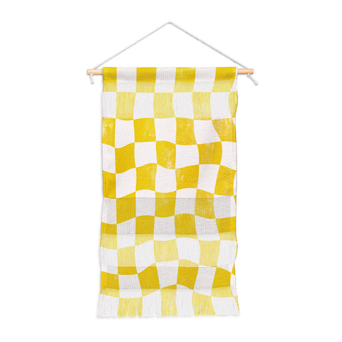 Avenie Warped Checkerboard Yellow Wall Hanging Portrait