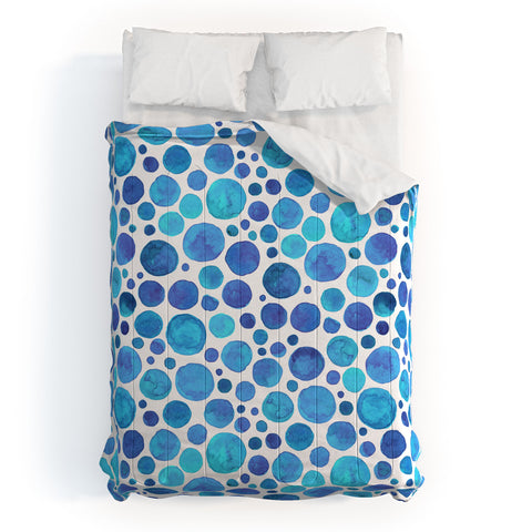 Avenie Watercolor Bubbles Blue Comforter
