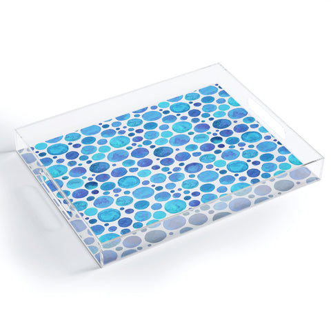 Avenie Watercolor Bubbles Blue Acrylic Tray