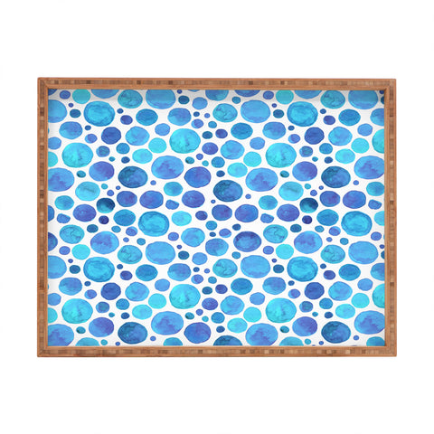 Avenie Watercolor Bubbles Blue Rectangular Tray
