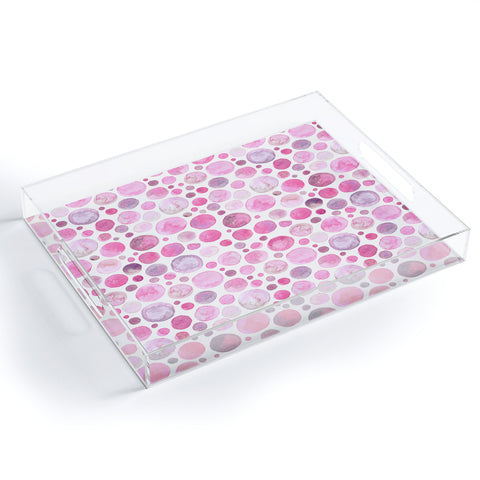 Avenie Watercolor Bubbles Pink Acrylic Tray