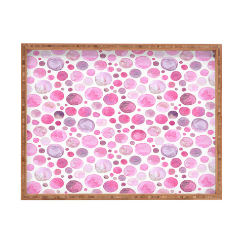Avenie Watercolor Bubbles Pink Rectangular Tray
