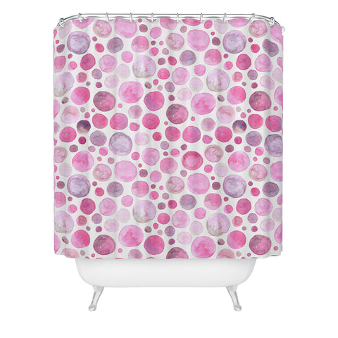 Avenie Watercolor Bubbles Pink Shower Curtain