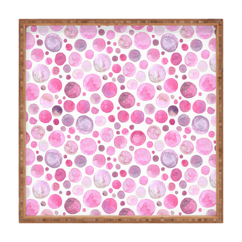 Avenie Watercolor Bubbles Pink Square Tray