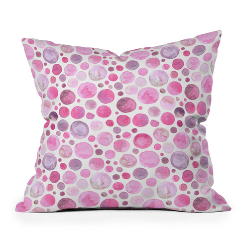 Avenie Watercolor Bubbles Pink Throw Pillow