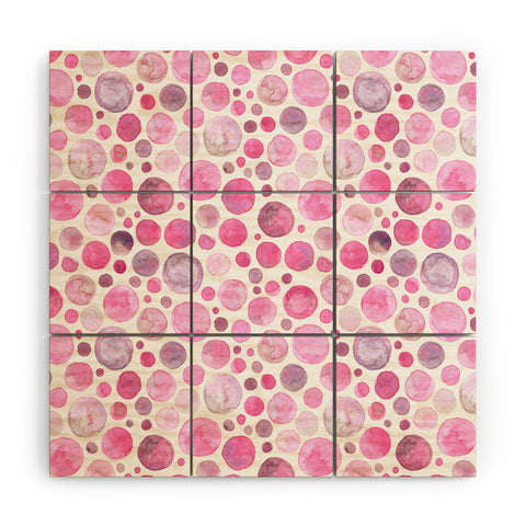 Avenie Watercolor Bubbles Pink Wood Wall Mural