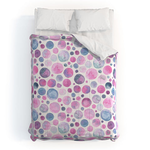 Avenie Watercolor Bubbles Violet Comforter