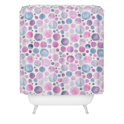 Avenie Watercolor Bubbles Violet Shower Curtain