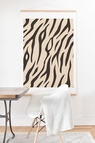 Avenie White Tiger Stripes Art Print And Hanger