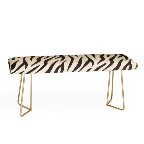 Avenie White Tiger Stripes Bench