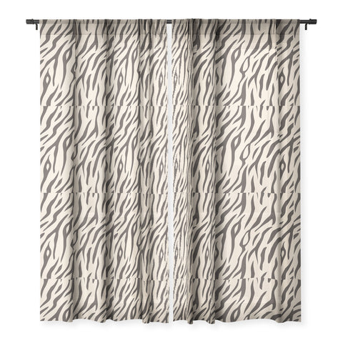 Avenie White Tiger Stripes Sheer Window Curtain