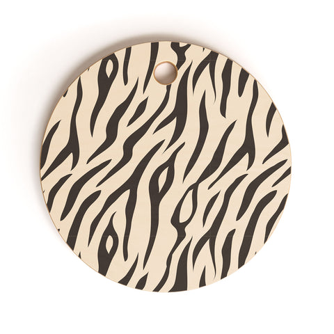 Avenie White Tiger Stripes Cutting Board Round