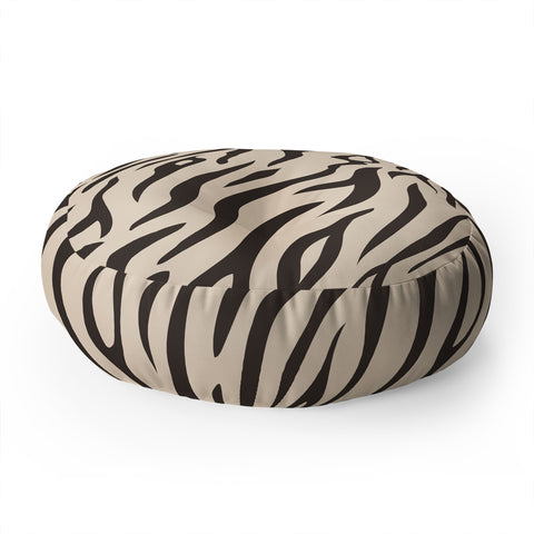Avenie White Tiger Stripes Floor Pillow Round