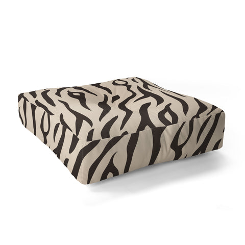 Avenie White Tiger Stripes Floor Pillow Square