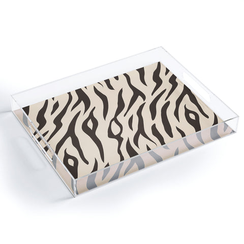Avenie White Tiger Stripes Acrylic Tray