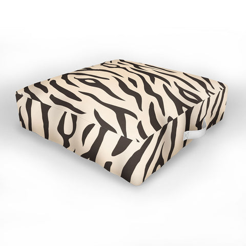 Avenie White Tiger Stripes Outdoor Floor Cushion