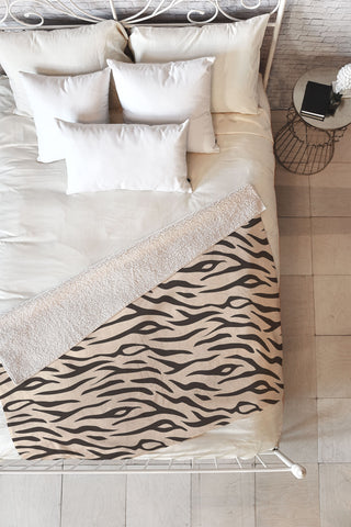 Avenie White Tiger Stripes Fleece Throw Blanket