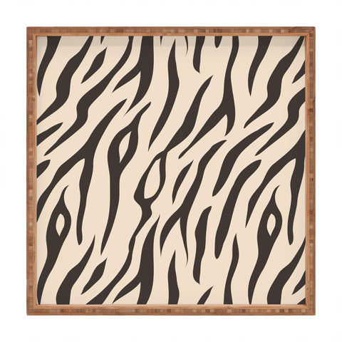 Avenie White Tiger Stripes Square Tray
