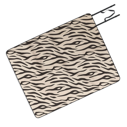 Avenie White Tiger Stripes Picnic Blanket