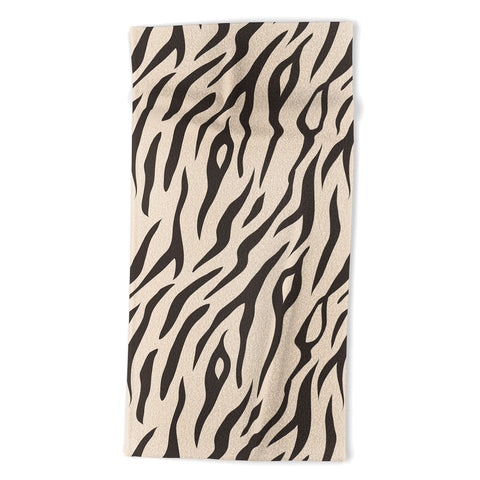 Avenie White Tiger Stripes Beach Towel
