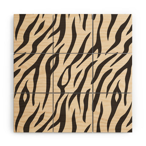 Avenie White Tiger Stripes Wood Wall Mural