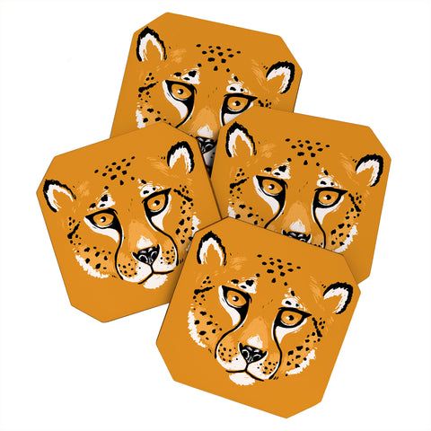 Avenie Wild Cheetah Collection VII Coaster Set