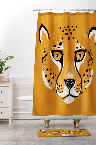 Avenie Wild Cheetah Collection VII Shower Curtain And Mat
