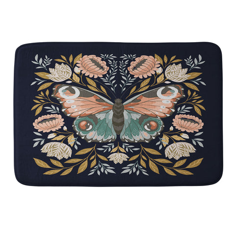 Avenie William Morris Butterfly Midn Memory Foam Bath Mat