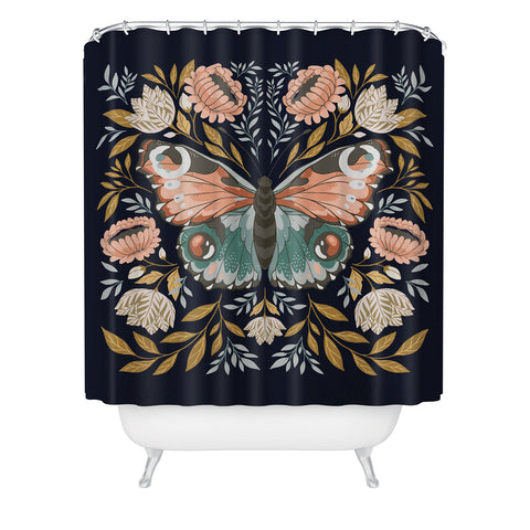Avenie William Morris Butterfly Midn Shower Curtain