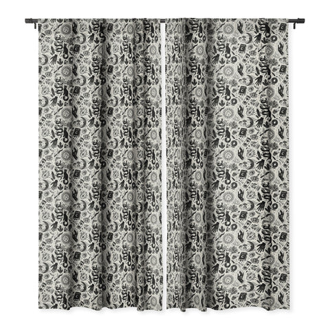 Avenie Witch Vibes Black and White Blackout Window Curtain