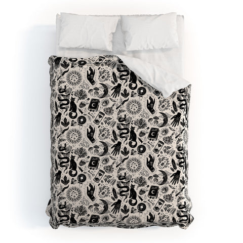 Avenie Witch Vibes Black and White Duvet Cover