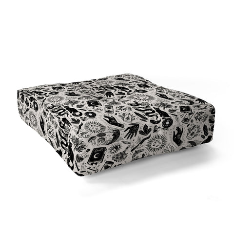 Avenie Witch Vibes Black and White Floor Pillow Square