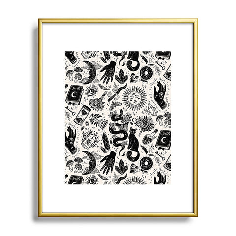 Avenie Witch Vibes Black and White Metal Framed Art Print