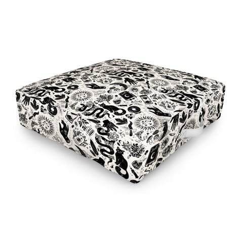 Avenie Witch Vibes Black and White Outdoor Floor Cushion